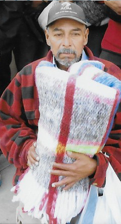 man with blanket
